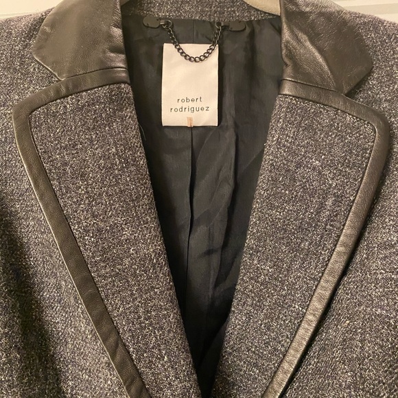 ROBERT RODRIGUEZ-Wool Blazer w/Leather Trim NWT - Picture 3 of 8